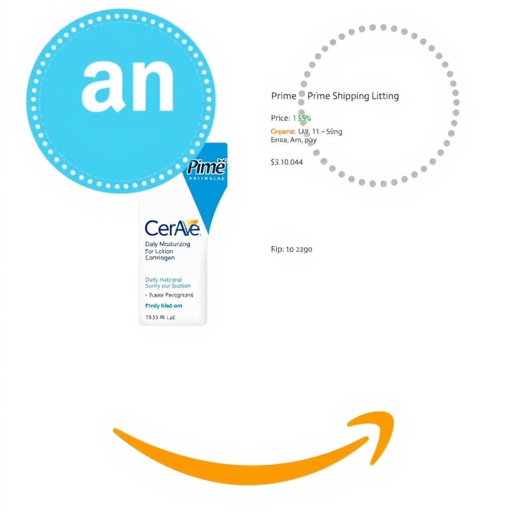 Amazon logo and CeraVe product listing Amazon logo and CeraVe product listing