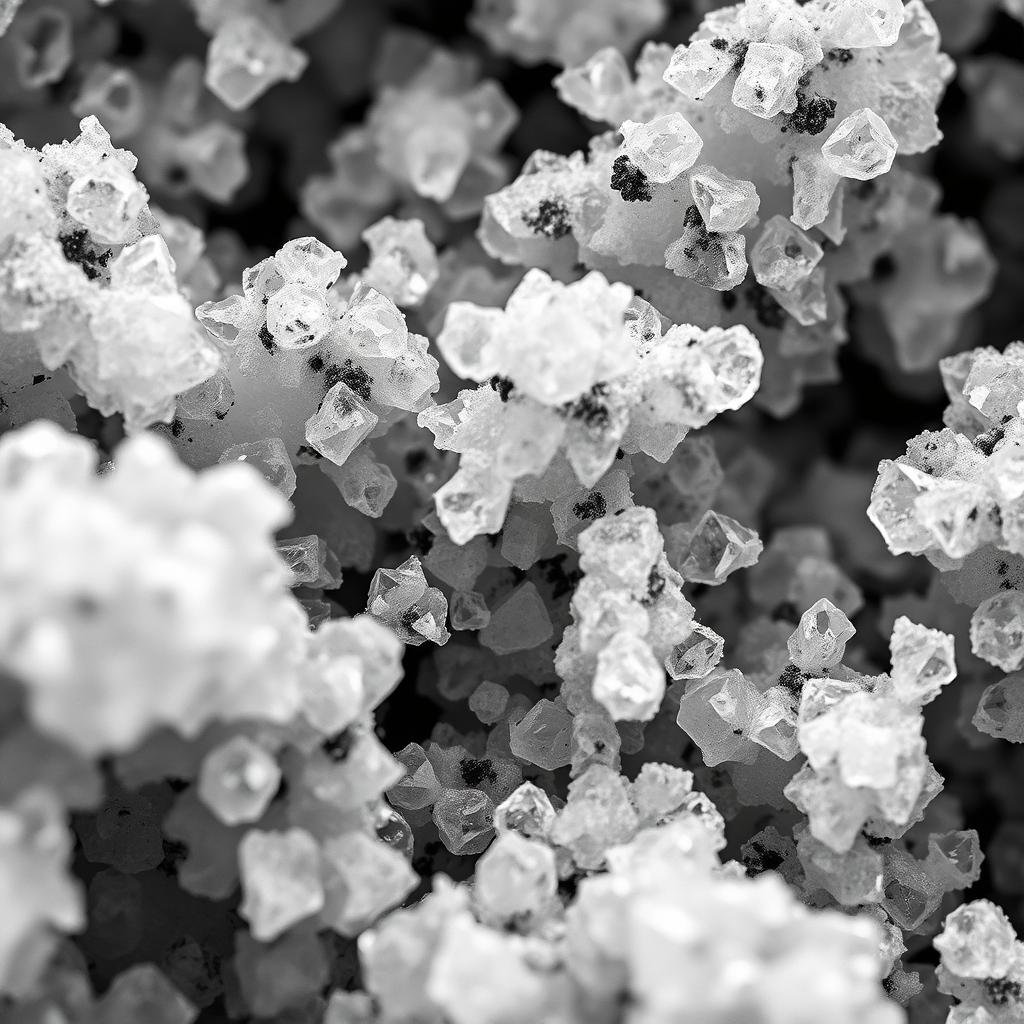 Caffeine crystals close-up Caffeine crystals close-up