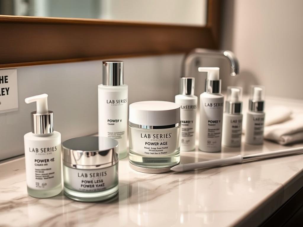 Lab Series skincare collection featuring the Max Age-Less Power V cream