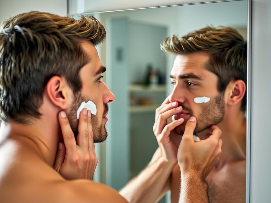 Man applying L'Oréal Men Expert Vita Lift to face Man applying L'Oréal Men Expert Vita Lift to face