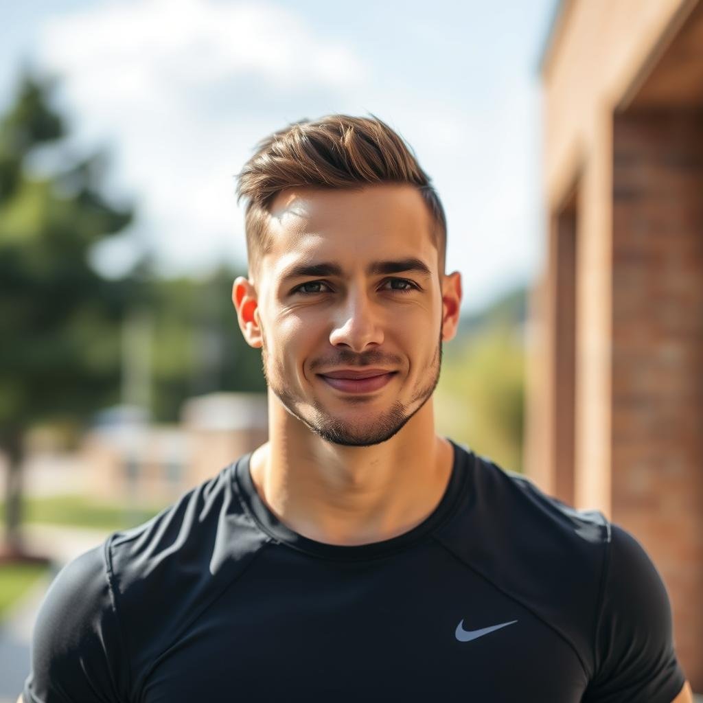 Portrait of Miguel, 35, fitness instructor Portrait of Miguel, 35, fitness instructor