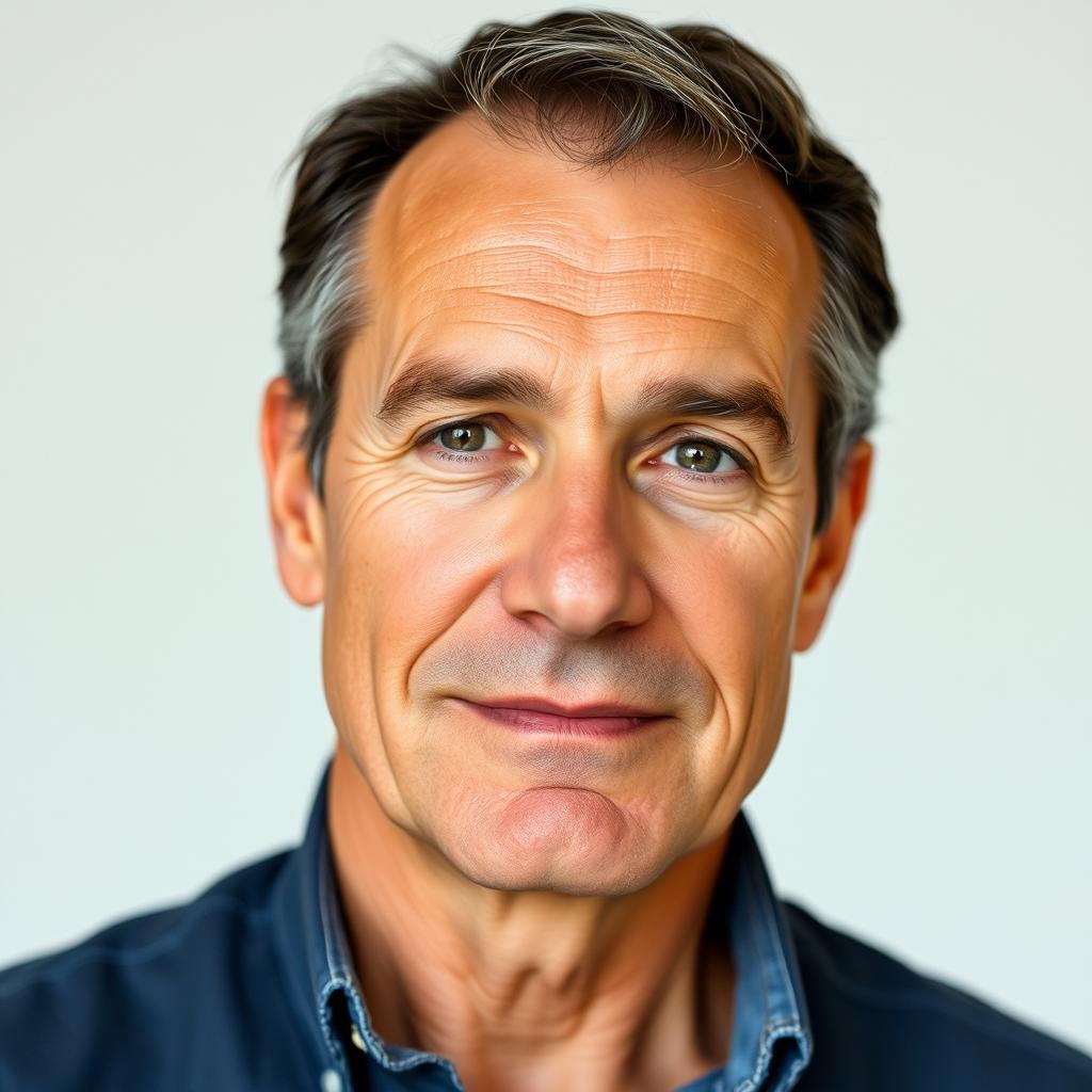 Portrait of man in his 40s with improved skin texture Portrait of man in his 40s with improved skin texture