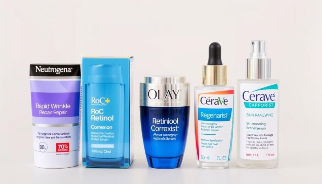 Side-by-side comparison of Neutrogena Rapid Wrinkle Repair with three alternative anti-aging products