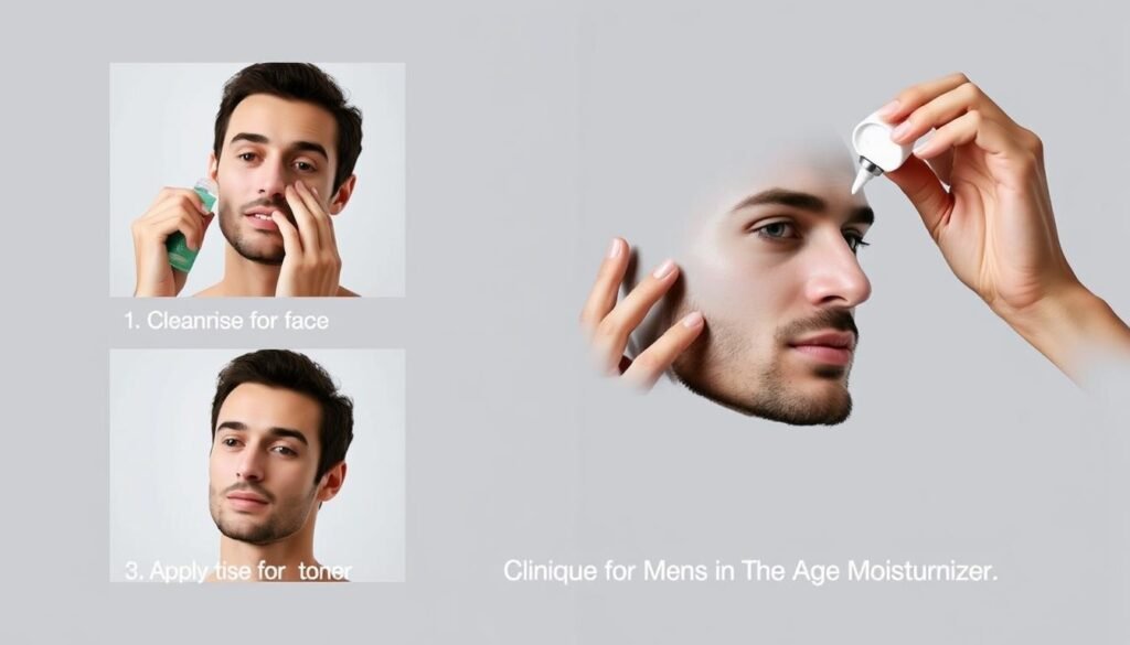 Step-by-step application of Clinique for Men Anti-Age Moisturizer Step-by-step application of Clinique for Men Anti-Age Moisturizer