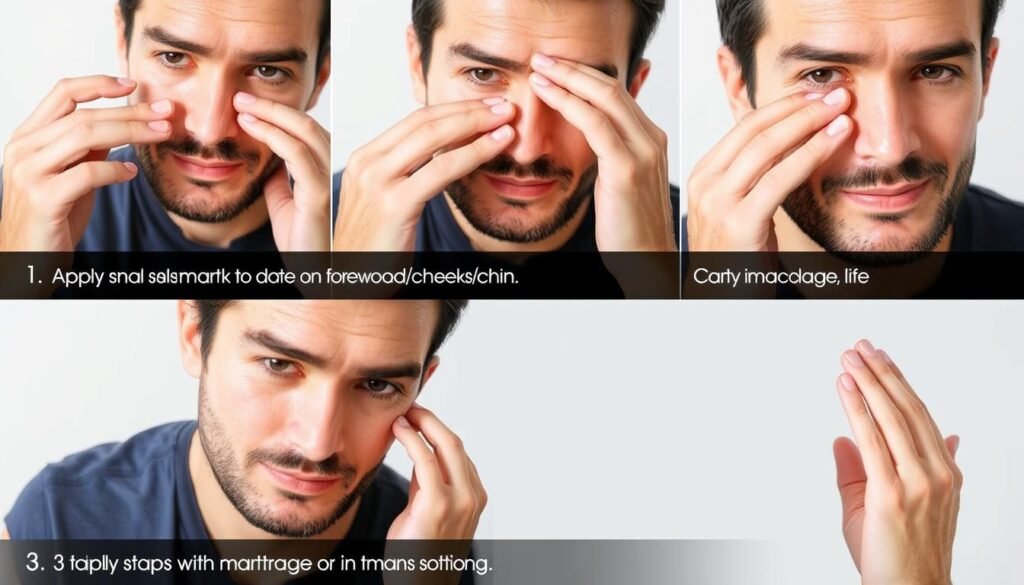 Step-by-step demonstration of how to apply face moisturizer for men