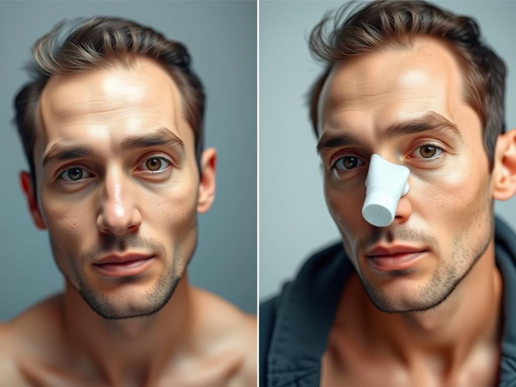 Before and after showing oil control results on male skin