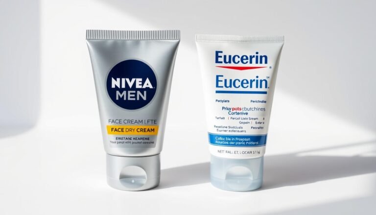 Nivea vs Eucerin Men Face Cream for Dry Skin comparison showing both products side by side