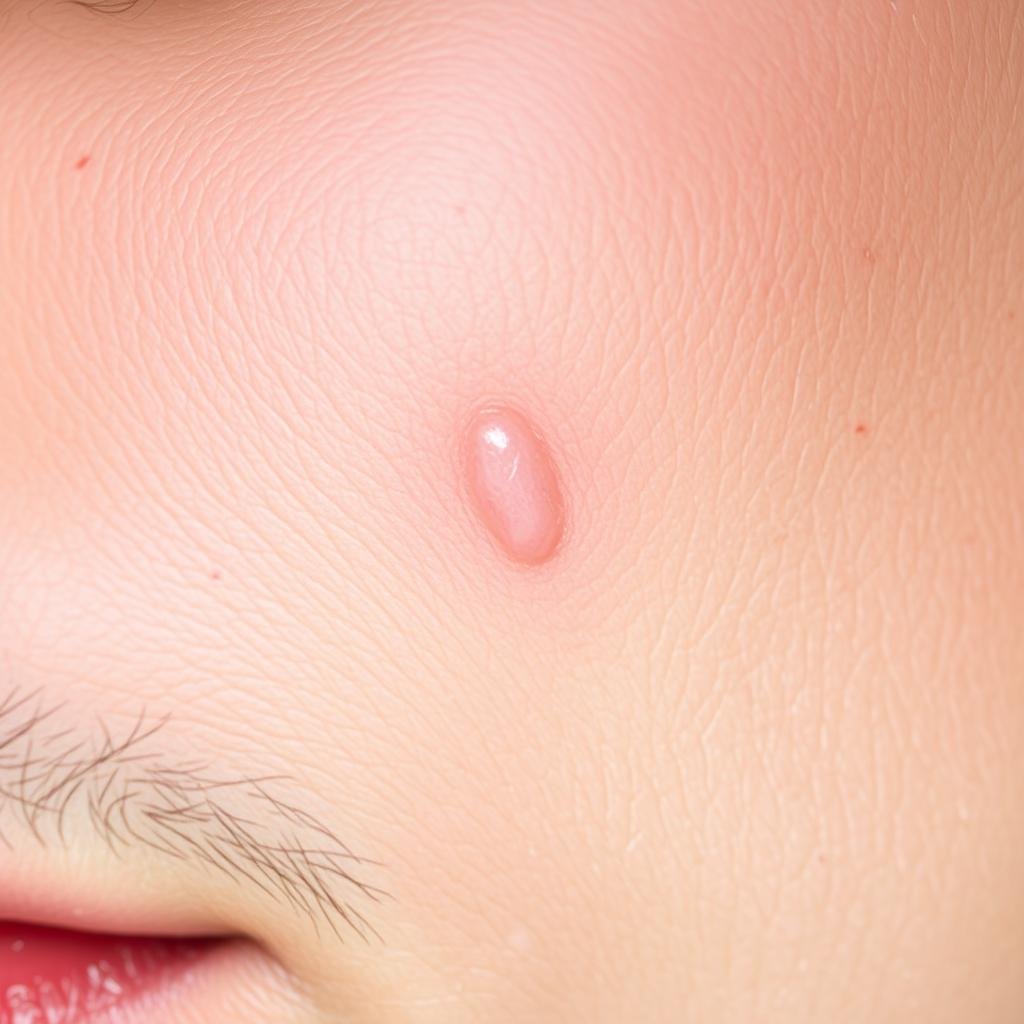 Close-up of sensitive skin showing slight redness