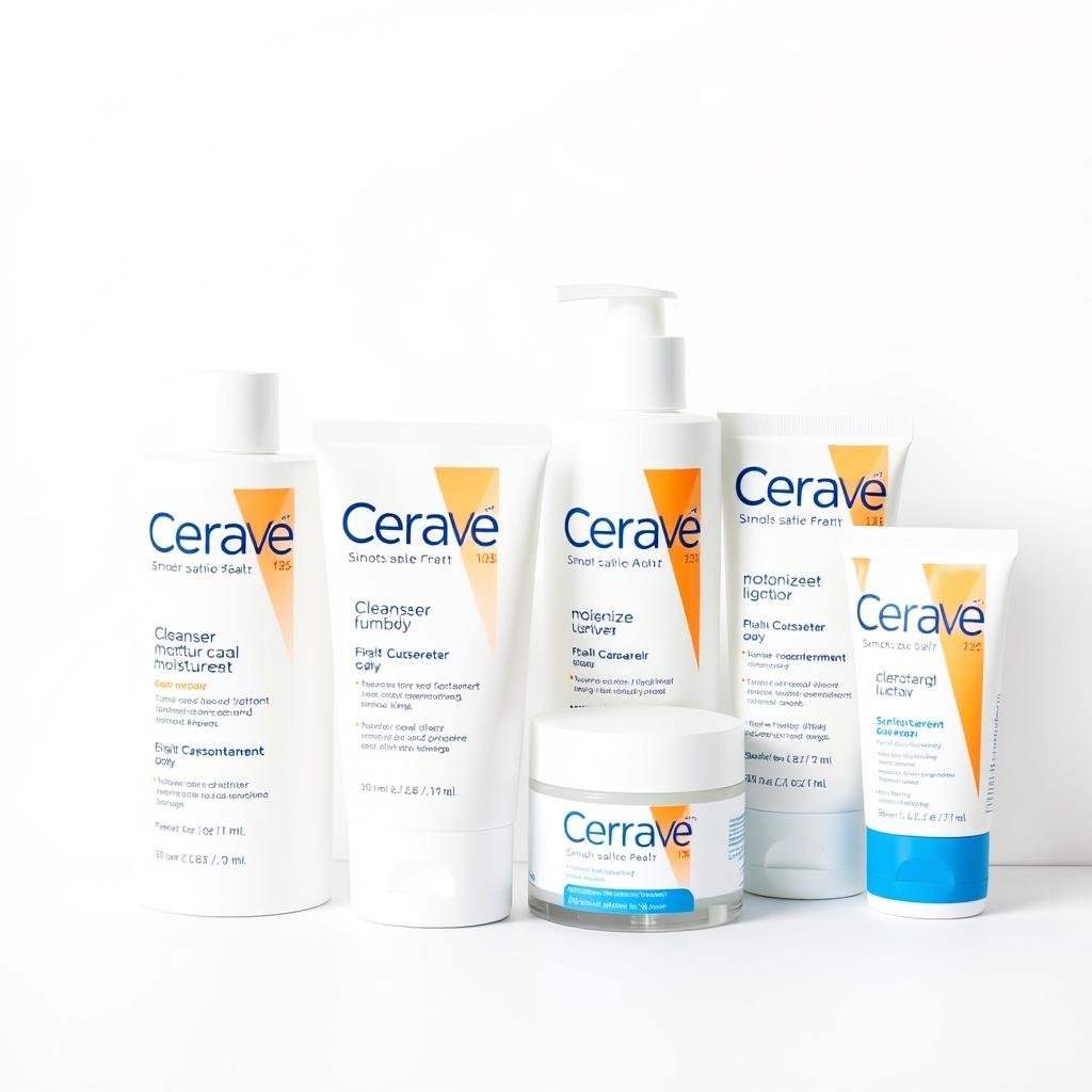 Collection of CeraVe skincare products