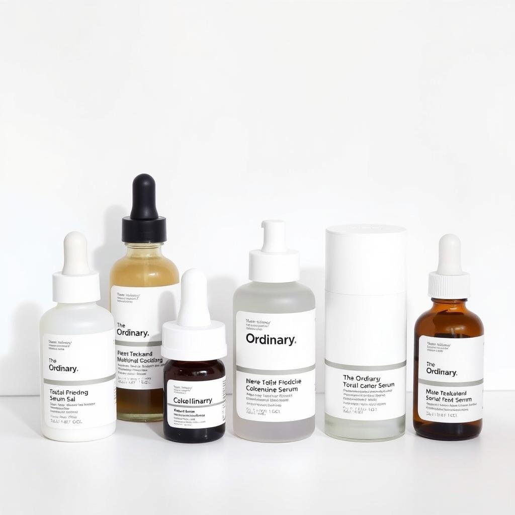 Collection of The Ordinary skincare products
