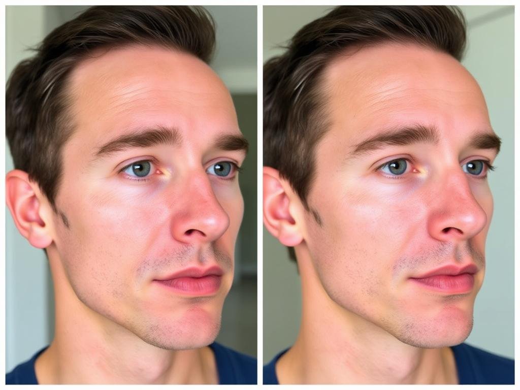 Before and after photos of a man's skin after using Cetaphil Gentle Skin Cleanser for 30 days