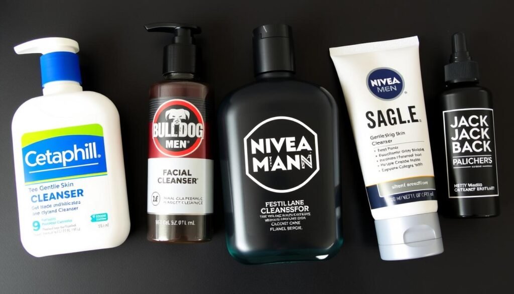 Comparison of Cetaphil Gentle Skin Cleanser with other popular men's facial cleansers