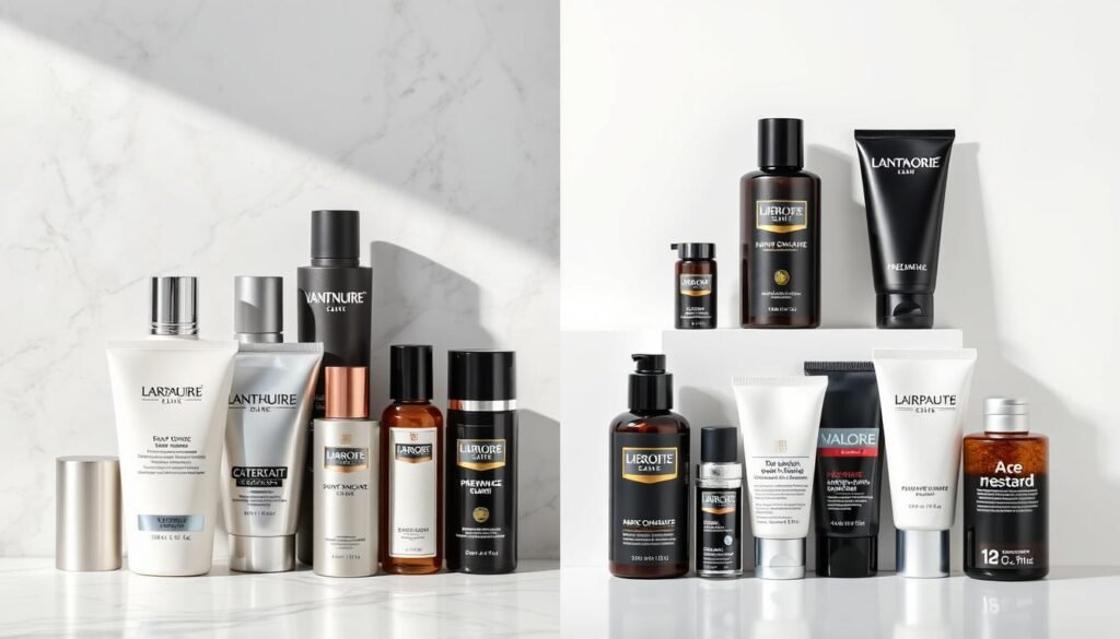 Comparison of luxury and drugstore men's skincare products