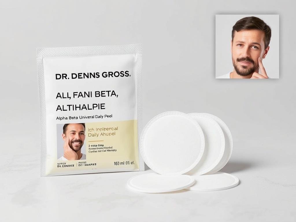 Dr. Dennis Gross Alpha Beta Universal Daily Peel pads being used on male skin with oily texture