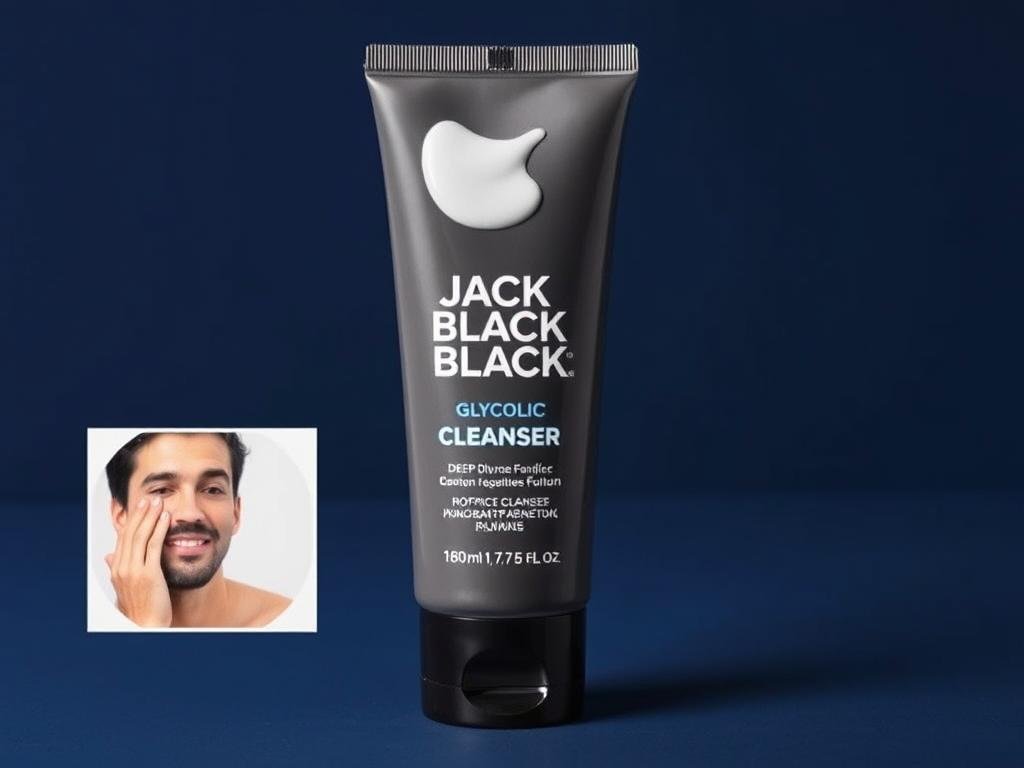 Jack Black Deep Dive Glycolic Facial Cleanser being used by a man with visible results on blackheads