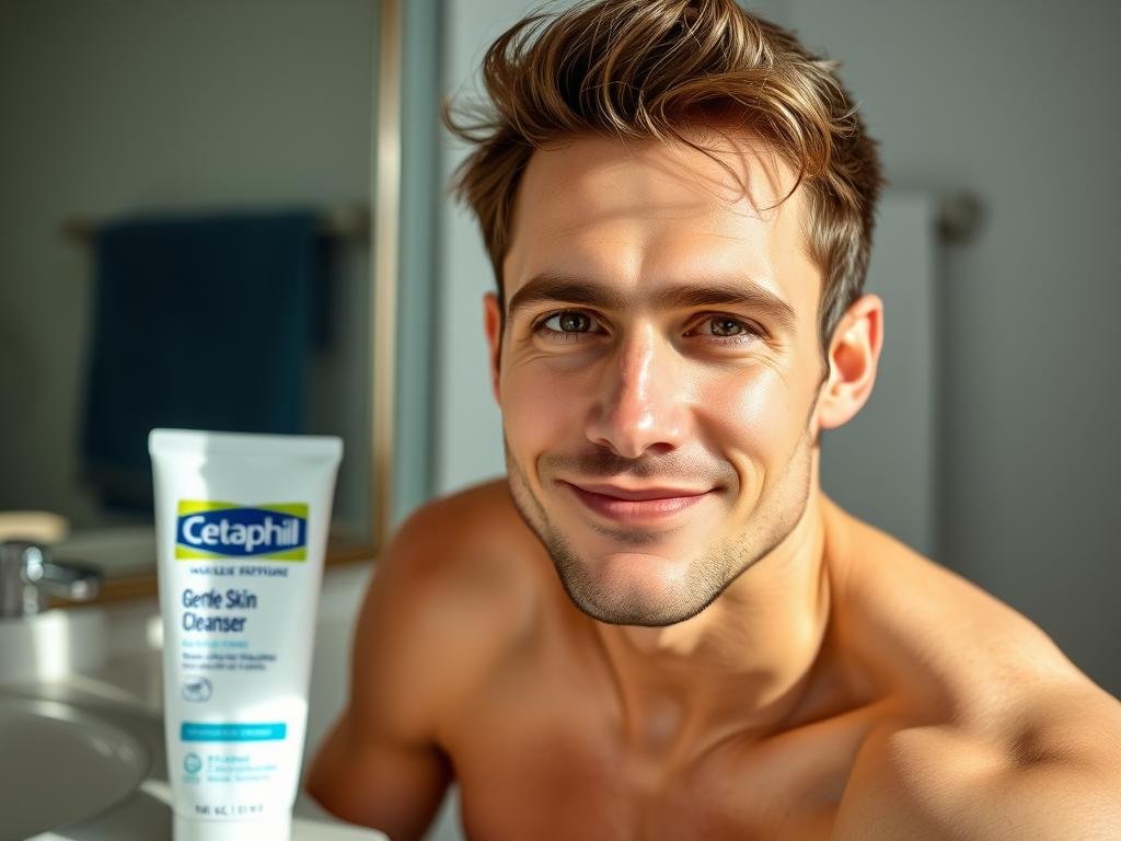 Man with clear, healthy skin after using Cetaphil Gentle Skin Cleanser as part of his skincare routine