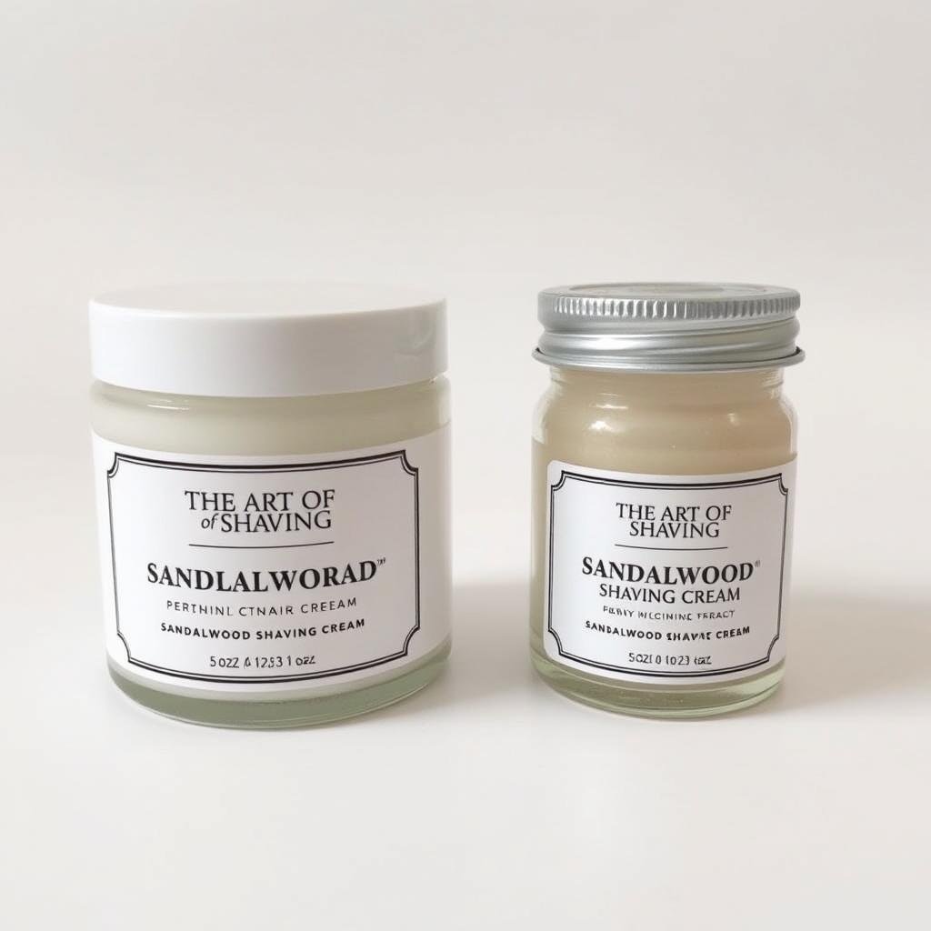 Comparison of The Art of Shaving Sandalwood Shaving Cream sizes - 5 oz and travel size