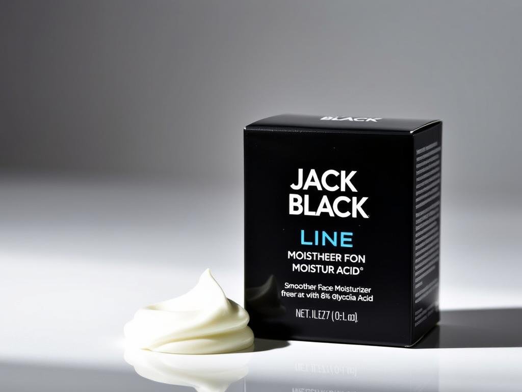 Jack Black Line Smoother Face Moisturizer product display with texture sample