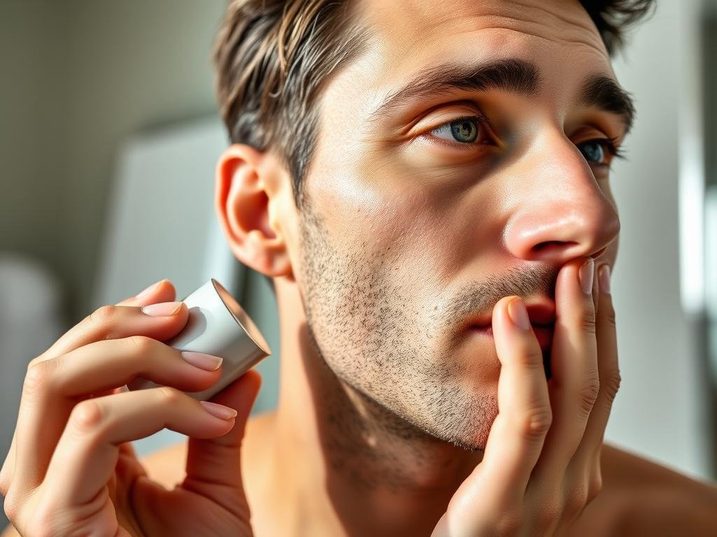 Man applying Clinique For Men Anti-Age Moisturizer to face and neck