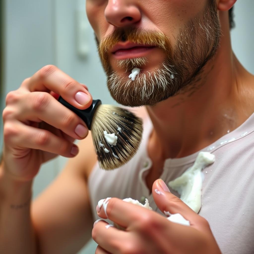 Step 2: Applying The Art of Shaving Sandalwood Shaving Cream with a brush