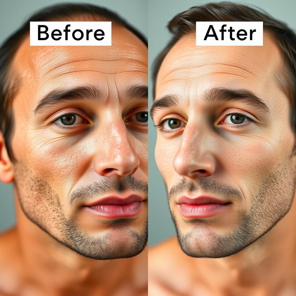 Before and after of man washing face properly for men