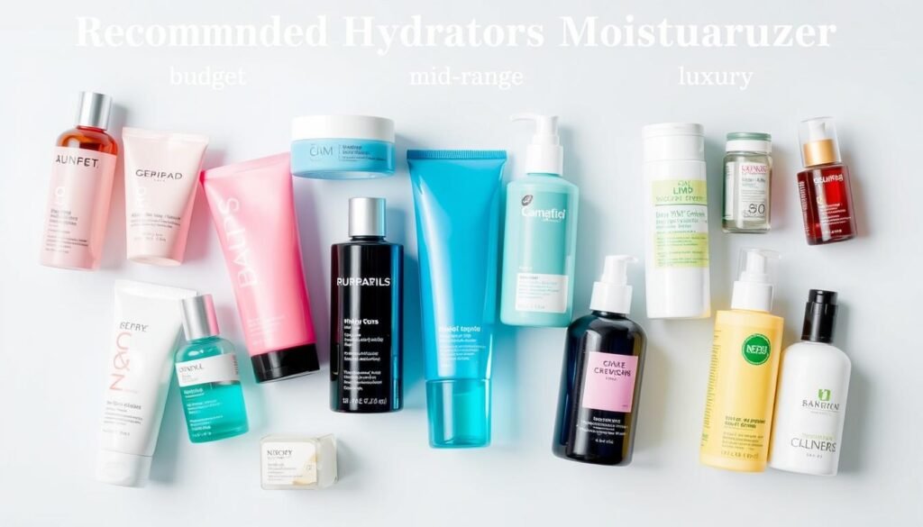 Collection of recommended hydrators and moisturizers for different skin types