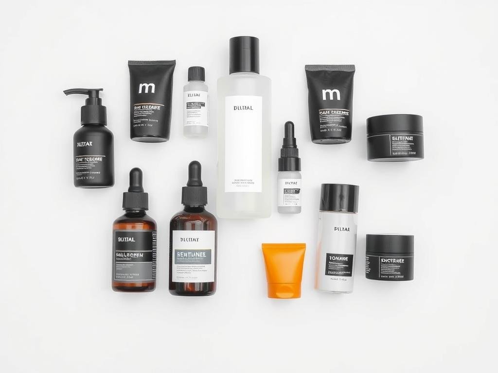 Complete men's skincare routine products in order of application