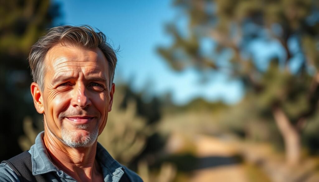 Confident man with healthy skin and active lifestyle thanks to hyaluronic acid