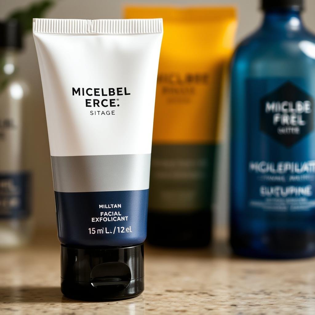 Facial exfoliant product for men, an addition to the basic 3-step skincare routine
