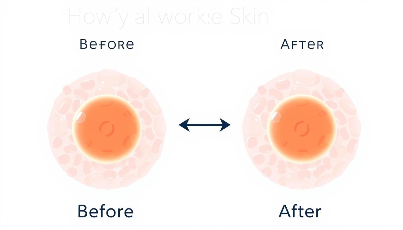 Illustration showing how retinol works on skin cells