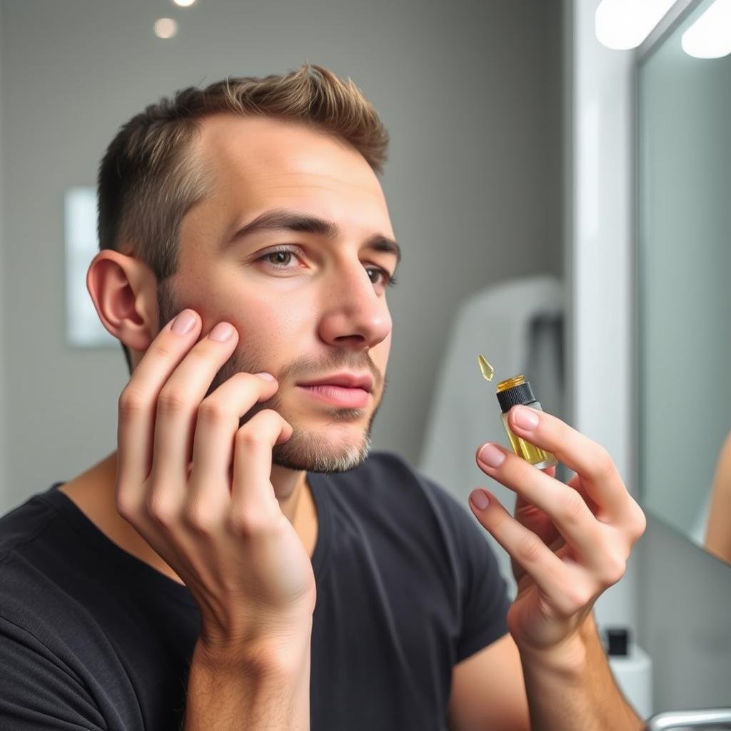 Man incorporating serum into simple routine