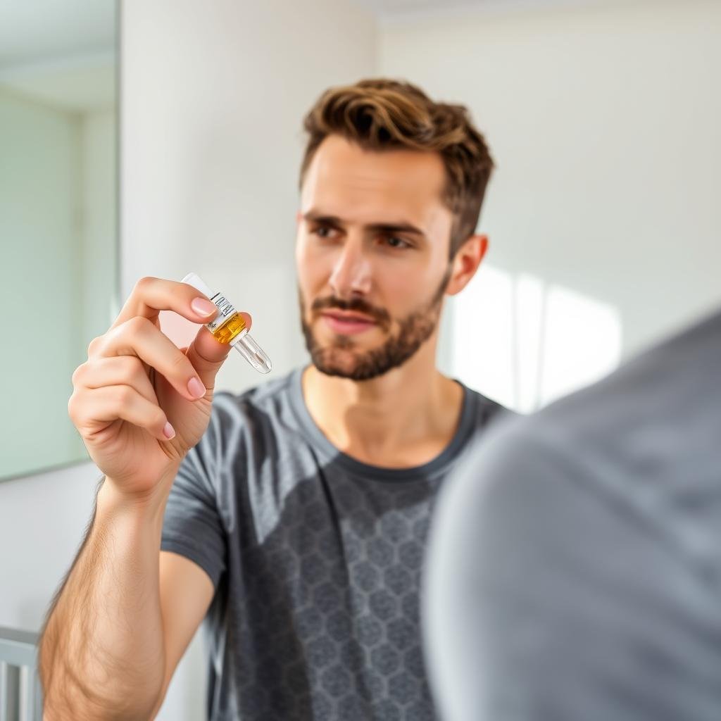 Man selecting a single targeted serum