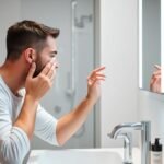 Man washing face properly with facial cleanser