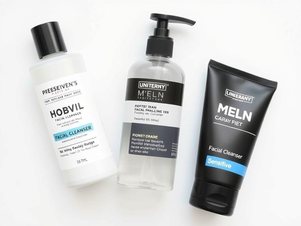 Men's facial cleanser products for different skin types