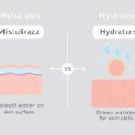 Visual comparison of moisturizer vs hydrator showing how each works on skin cells