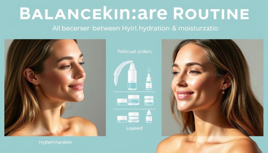 Visual summary of how to balance hydration and moisturization for optimal skin health
